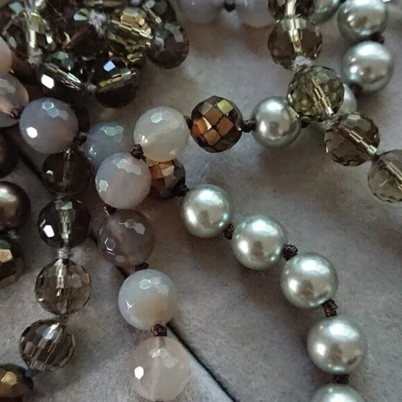 Stella & Dot glass, faux pearls Necklace